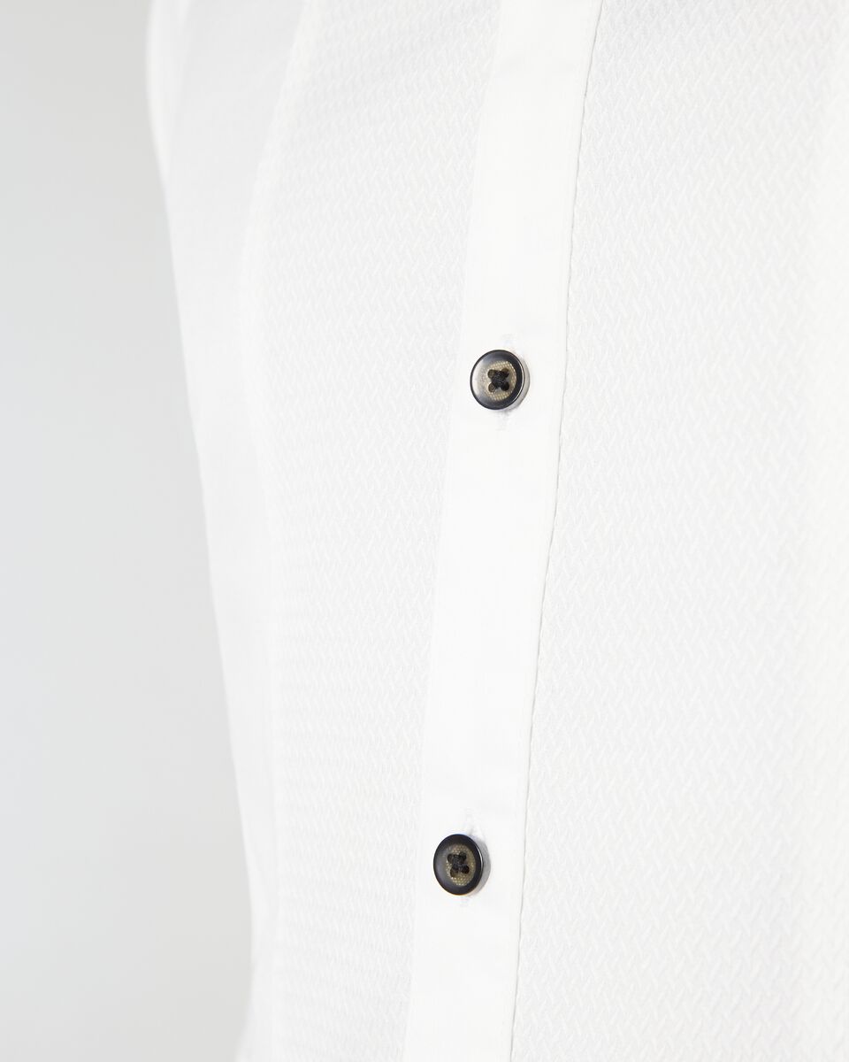 White Long Sleeve Fly Collar Shirt
